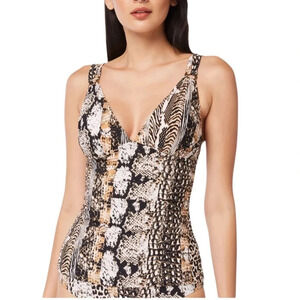 Bleu Rod Beattie Tankini Top Animal Print with Molded Cups Size 4 NWT